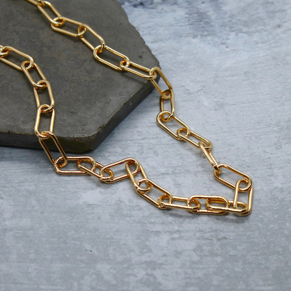 Chunky gold filled paperclip chain