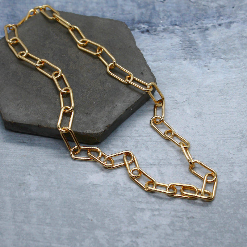 Chunky gold filled paperclip chain