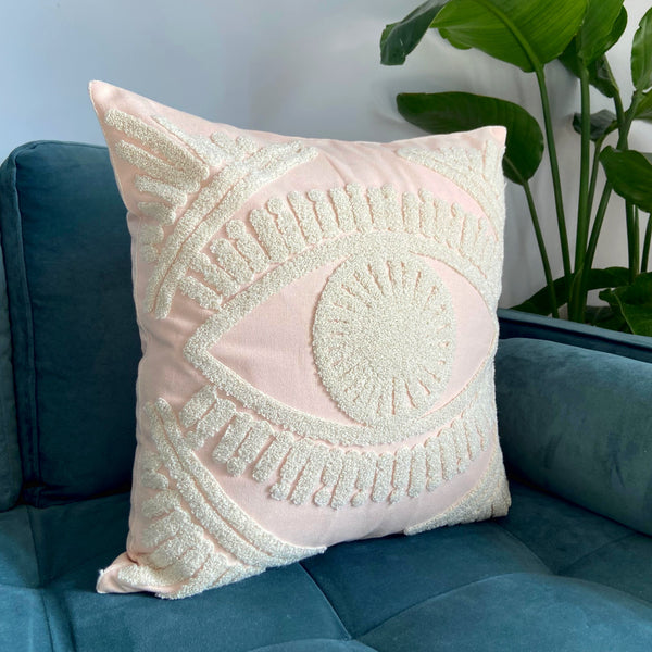 Light pink embossed eye cushion cover