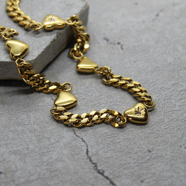 Multi-heart chain necklace