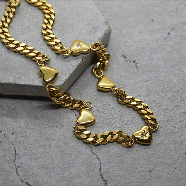 Multi-heart chain necklace