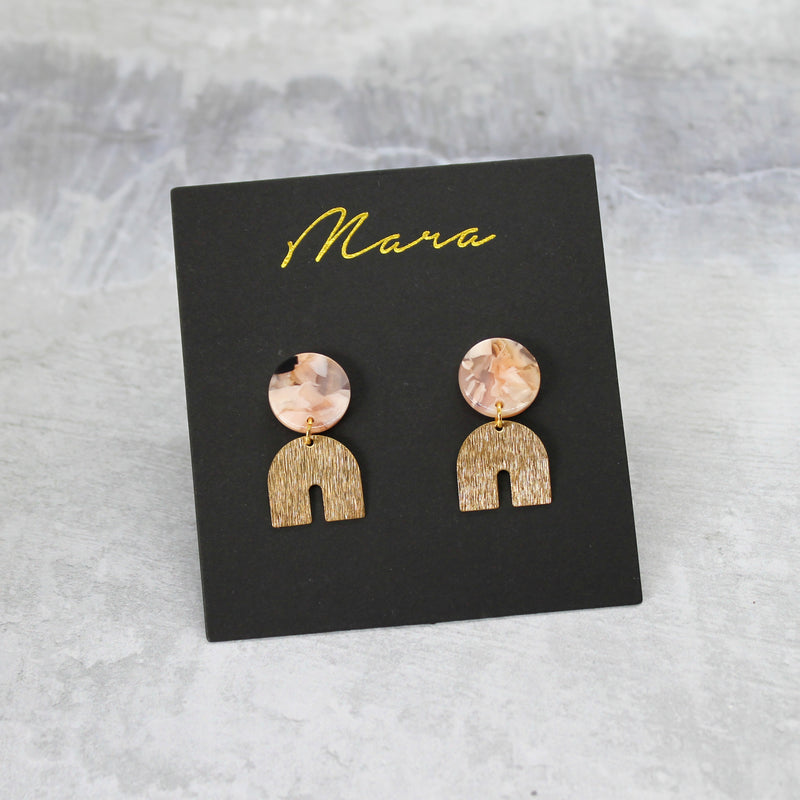 Brass U charm earrings - various colours - Mara studio