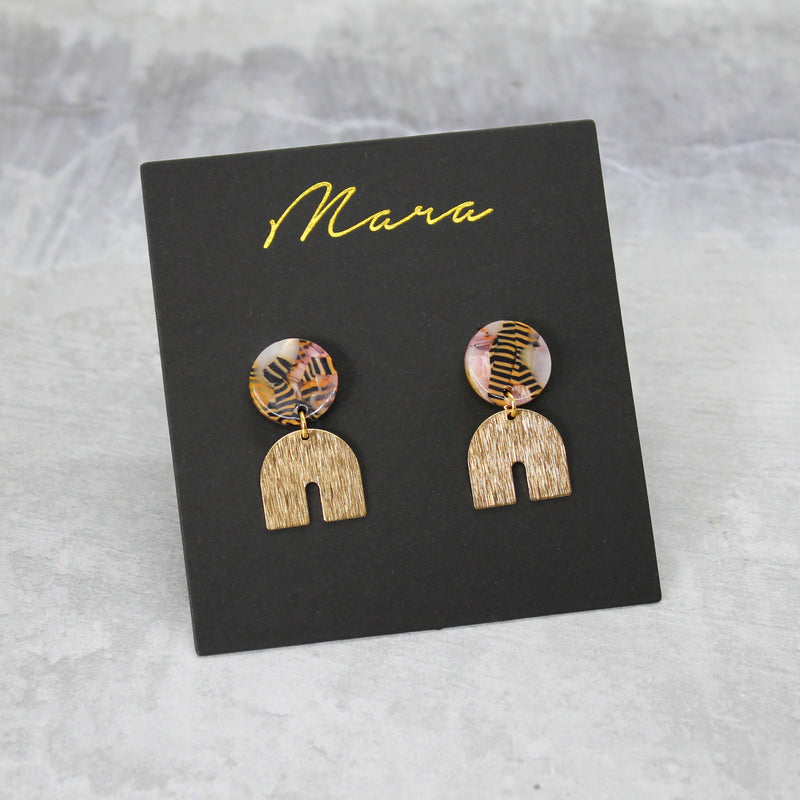 Brass U charm earrings - various colours - Mara studio