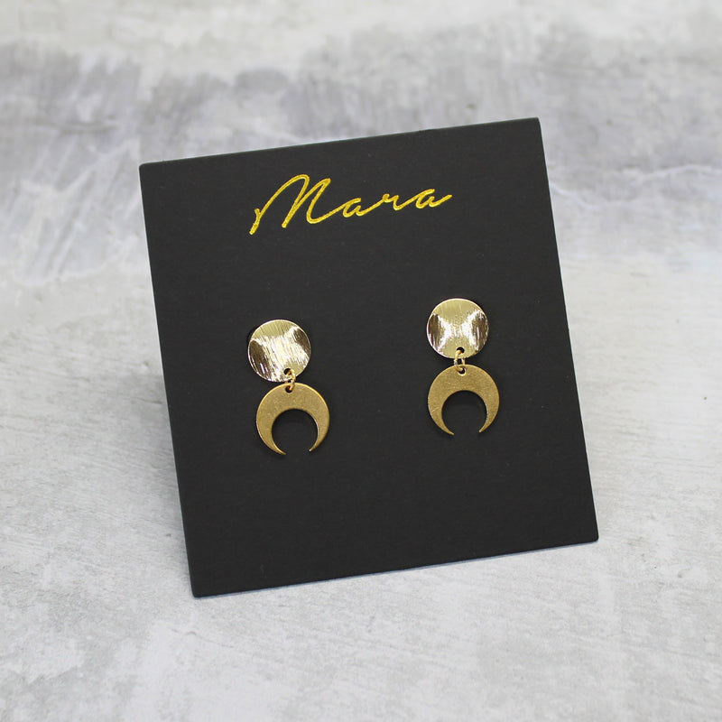 Brass moon earrings - Mara studio