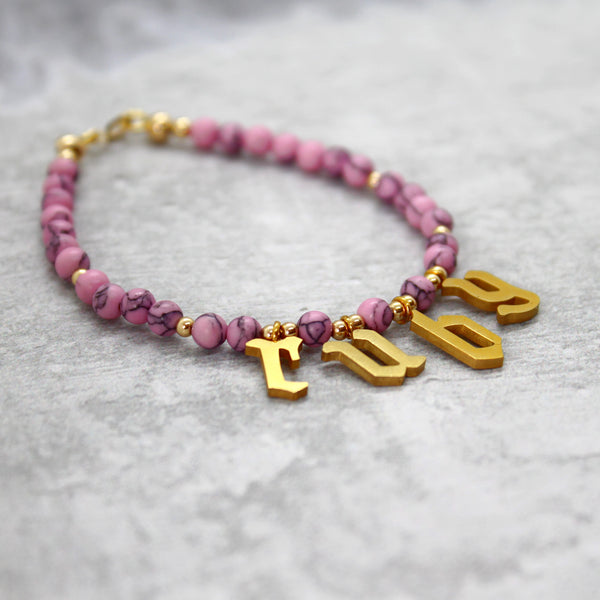 Personalised letter & stone bracelet - Mara studio