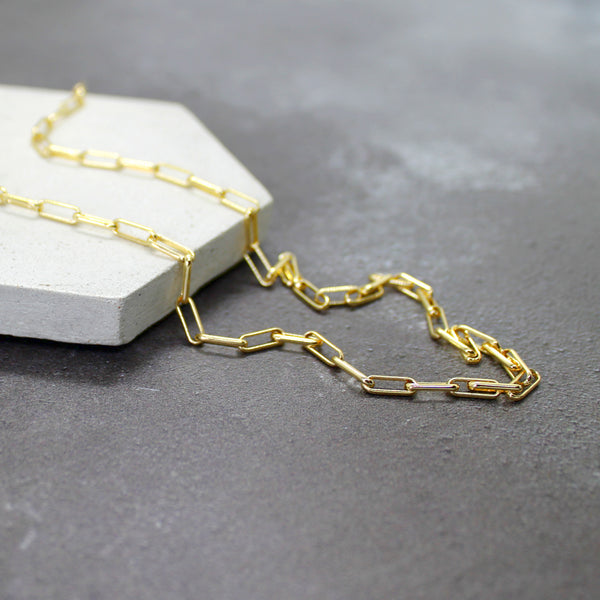Gold filled paperclip chain - Mara studio