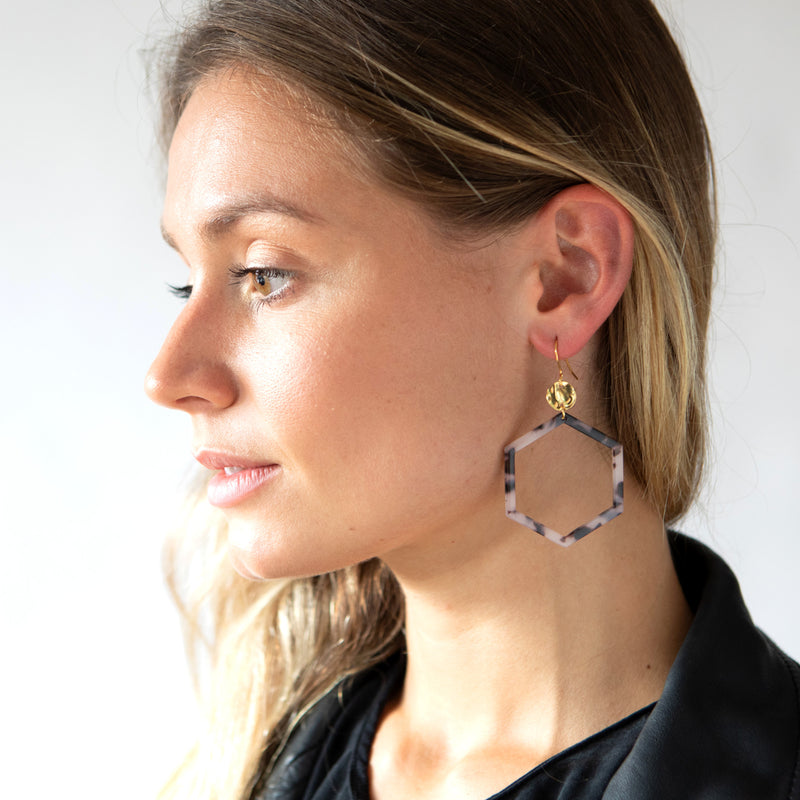 Acrylic hexagon earrings - Mara studio