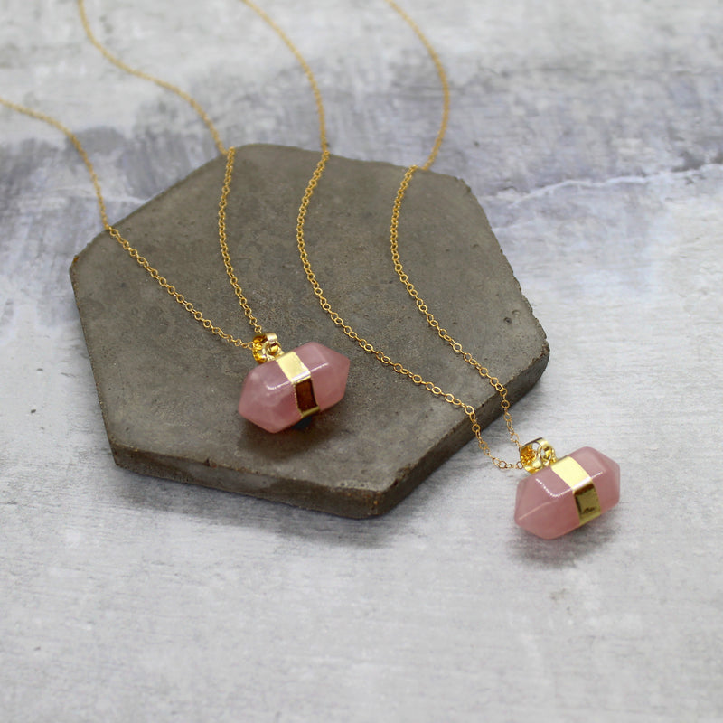 Rose quartz nugget necklace - Mara studio