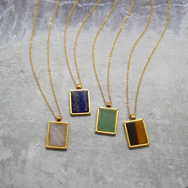 Stone rectangle necklace - Mara studio