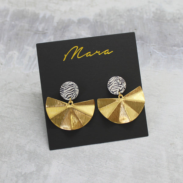 Brass fan earrings - various colours - Mara studio