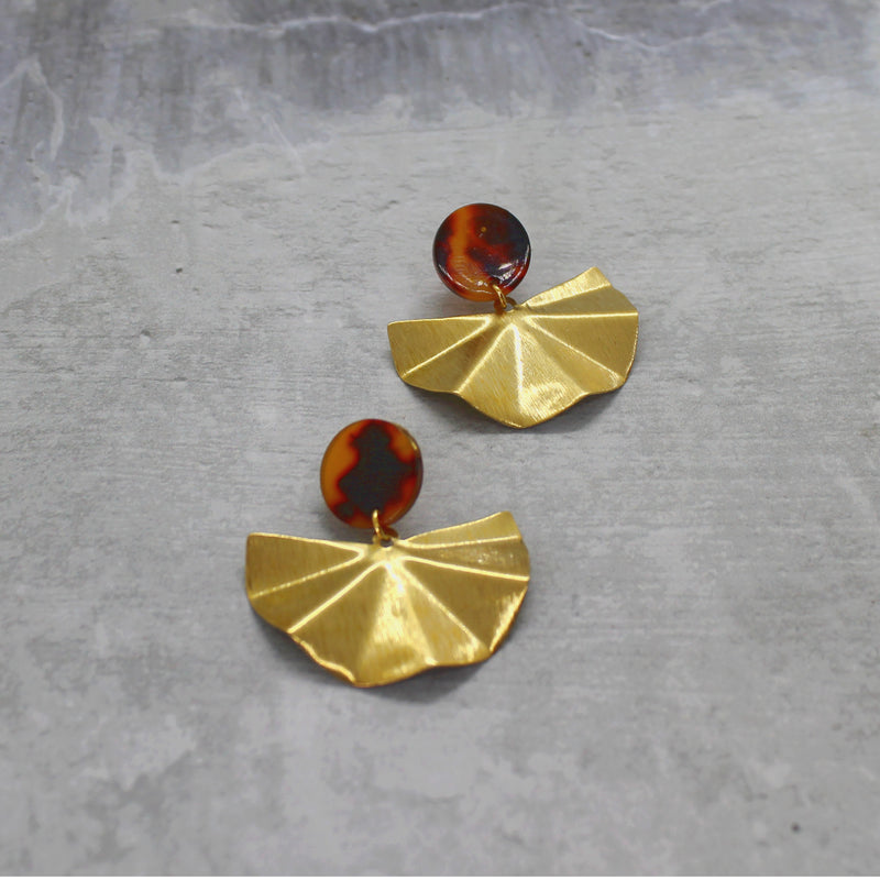 Brass fan earrings - various colours - Mara studio