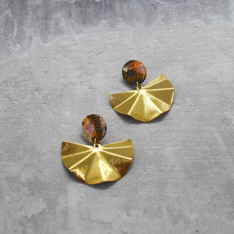 Brass fan earrings - various colours - Mara studio